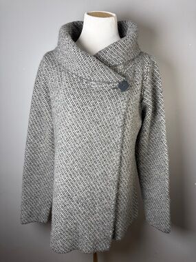 Cozy Asymmetric Gray Shawl Collar Women's Sweater